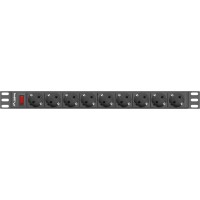 Listwa Zasilająca Rack Pdu 19" Lanberg 1u 16a 9x Schuko 3m Czarna