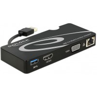 Replikator Portów USB 3.0->HDMI, VGA, Lan, USB 3.0 Czarny Delock