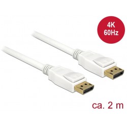 Kabel Displayport M/M 20 Pin V1.2 2m 4k Biały Delock