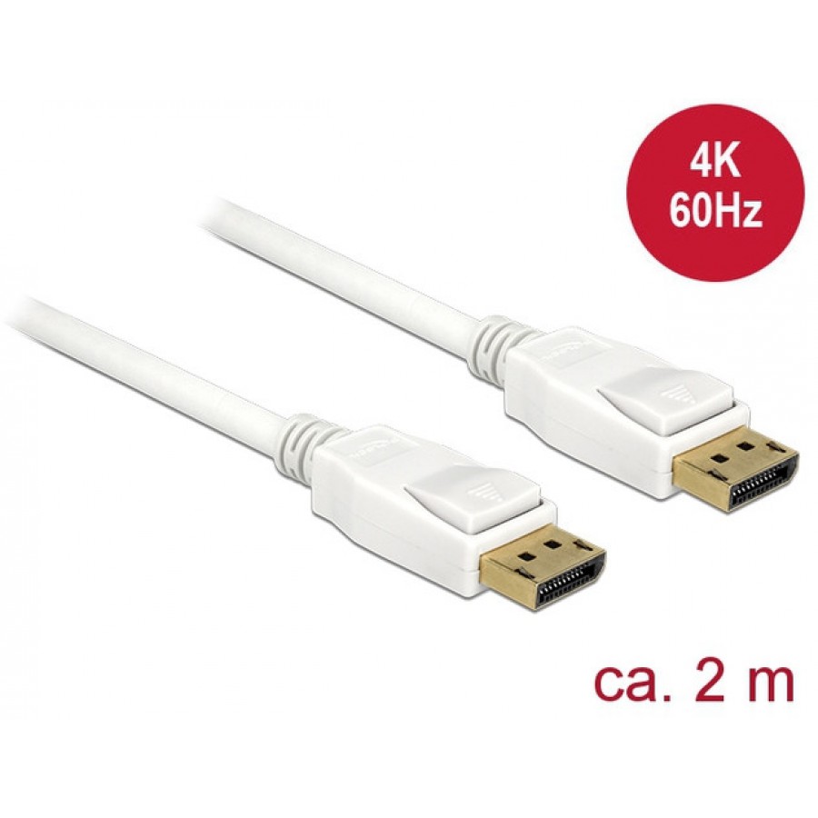 Kabel Displayport M/M 20 Pin V1.2 2m 4k Biały Delock