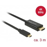 Kabel USB-C(M)->HDMI(M) 3m Czarny Displayport Alternate Mode Delock