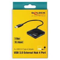 Hub USB 3.0 Delock 4-Porty Czarny