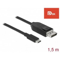 Kabel USB-C(M)->Displayport(M) 1.5m 8k 60Hz Czarny Thunderbolt 3/Displayport Alternate Mode Delock