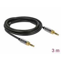 Kabel Audio Minijack 3.5mm M/M 3 Pin + 2x Przejściówka Nakręcana Jack 6.35mm 3m Czarny Delock