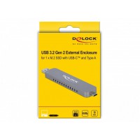 Obudowa SSD Zewnętrzna Delock M.2 NVME USB Type-C 3.1/USB-A Gen 2 Srebrna