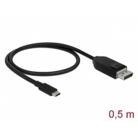 Kabel USB-C(M)->Displayport(M) 0.5m 8k 60Hz Czarny Thunderbolt 3/Displayport Alternate Mode Delock