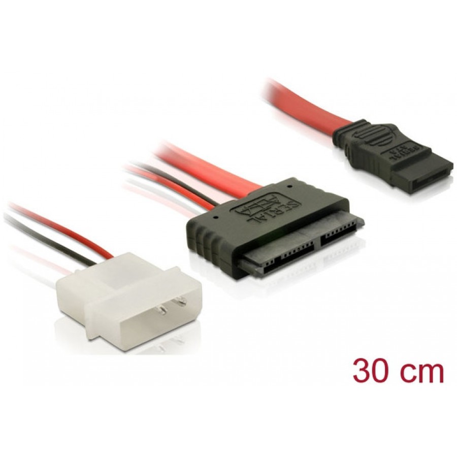 Kabel Zasilający Wewnętrzny Molex 2 Pin(M)+SATA Micro 16 Pin(F)->SATA 7 Pin(F) 30cm Delock