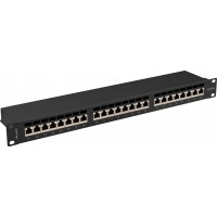 Patch Panel 24 Port 1u 19” Kat.6a Ekranowany Czarny Lanberg