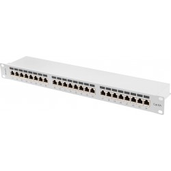 Patch Panel 24 Port 1u 19” Kat.6a Ekranowany Szary Lanberg