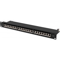 Patch Panel 24 Port 1u 19” Kat.7 Ekranowany Czarny Lanberg