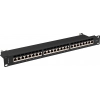 Patch Panel 24 Port 1u 19” Kat.7 Ekranowany Czarny Lanberg