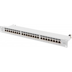 Patch Panel 24 Port 1u 19” Kat.7 Ekranowany Szary Lanberg