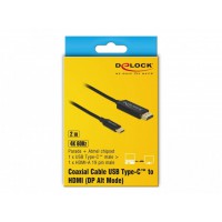 Kabel USB-C(M)->HDMI(M) 2m Czarny Displayport Alternate Mode Koncentryczny Delock