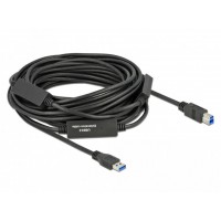 Kabel USB-A(M)->USB-B(M) 3.1 Gen 1 15m Czarny Aktywny Delock