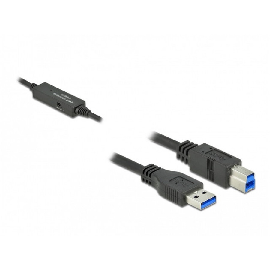 Kabel USB-A(M)->USB-B(M) 3.1 Gen 1 5m Czarny Aktywny Delock