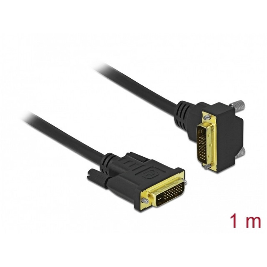 Kabel DVI-D(M)(24+1)->DVI-D(M)(24+1) 1m Kątowy Dół Czarny Delock