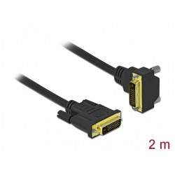 Kabel DVI-D(M)(24+1)->DVI-D(M)(24+1) 2m Kątowy Dół Czarny Delock