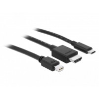 Kabel HDMI+USB-C+Mini Displayport->HDMI 1.8m Czarny Delock