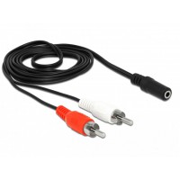 Kabel Audio 2x RCA (Chinch)(M)->Minijack 3.5mm(F) 1.4m Delock