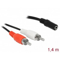 Kabel Audio 2x RCA (Chinch)(M)->Minijack 3.5mm(F) 1.4m Delock