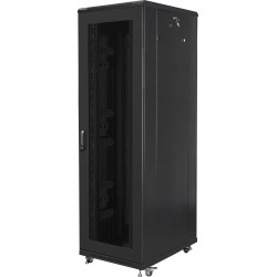 Szafa Instalacyjna Rack Stojąca 19" 42u 800x800 Czarna Drzwi Perforowane Lanberg Flat Pack