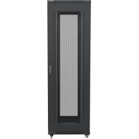 Szafa Instalacyjna Rack Stojąca 19" 42u 800x800 Czarna Drzwi Perforowane Lanberg Flat Pack