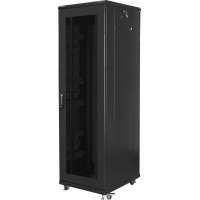 Szafa Instalacyjna Rack Stojąca 19" 42u 600x800 Czarna Drzwi Perforowane Lanberg Flat Pack