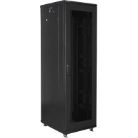 Szafa Instalacyjna Rack Stojąca 19" 42u 600x800 Czarna Drzwi Perforowane Lanberg Flat Pack