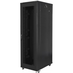 Szafa Instalacyjna Rack Stojąca 19" 42u 800x1000 Czarna Drzwi Perforowane Lanberg Flat Pack