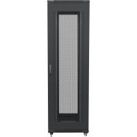 Szafa Instalacyjna Rack Stojąca 19" 42u 800x1000 Czarna Drzwi Perforowane Lanberg Flat Pack