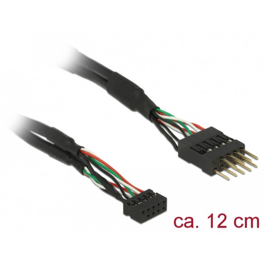 Kabel USB Pin Header(M) 10 Pin->Pin Header (F) 2.0 12cm Czarny Delock