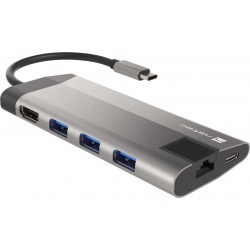 Multiport Adapter Natec Fowler Plus USB-C->Hub USB 3.0 3x, HDMI 4k, USB-C PD, RJ45, SD, MicroSD