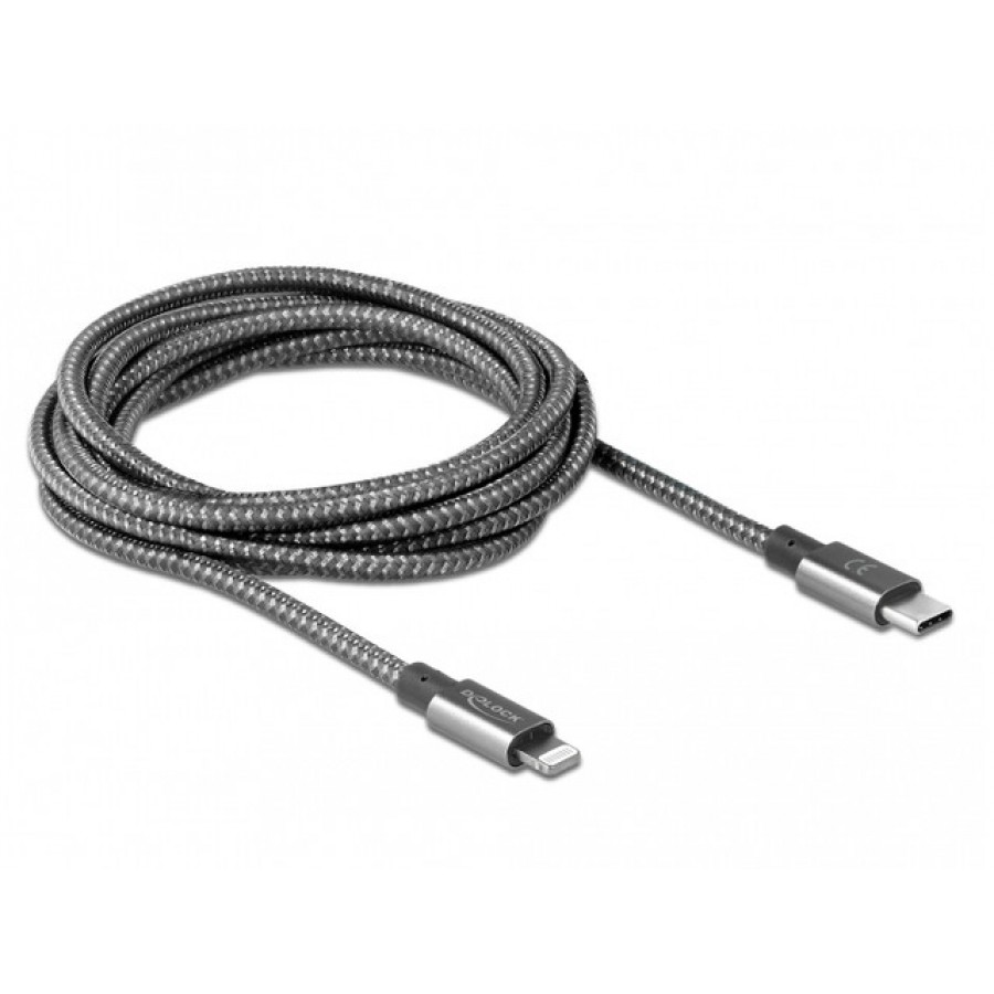 Kabel Lightning(M)->USB-C(M) 2m Szary Szybkie Ładowanie MFi Delock