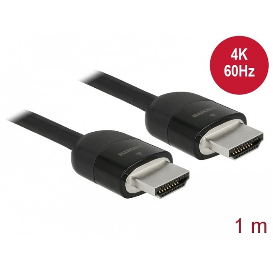 Kabel HDMI M/M V2.0 1m 4k 60Hz Czarny Potrójnie Ekranowany Premium Delock