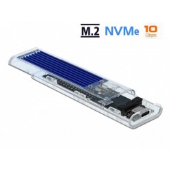 Obudowa SSD Zewnętrzna Delock M.2 NVME USB Type-C 3.1 Gen 2 Przeźroczysta