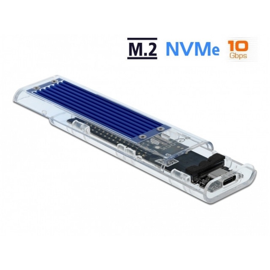 Obudowa SSD Zewnętrzna Delock M.2 NVME USB Type-C 3.1 Gen 2 Przeźroczysta