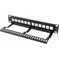 Patch Panel Pusty 12 Port 1u 10" Z Organizerem Do Modułów Keystone Czarny Lanberg