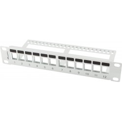 Patch Panel Pusty 12 Port 1u 10" Z Organizerem Do Modułów Keystone Szary Lanberg