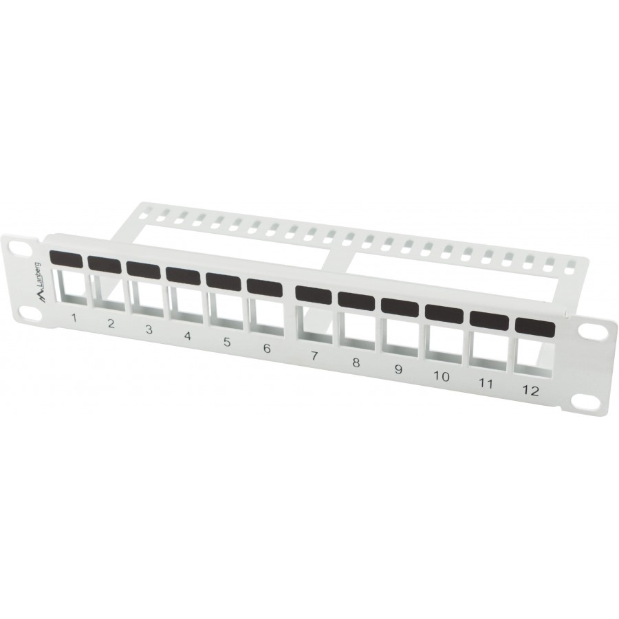 Patch Panel Pusty 12 Port 1u 10" Z Organizerem Do Modułów Keystone Szary Lanberg