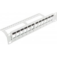 Patch Panel Pusty 12 Port 1u 10" Z Organizerem Do Modułów Keystone Szary Lanberg