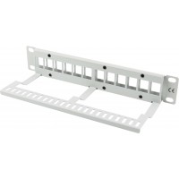 Patch Panel Pusty 12 Port 1u 10" Z Organizerem Do Modułów Keystone Szary Lanberg