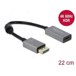 Adapter Displayport (M) 1.4->HDMI(F) Na Kablu 20cm Szary Delock 4k 60 Hz