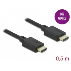 Kabel HDMI M/M V2.1 0,5m 8k 60Hz Czarny Oplot Delock