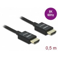 Kabel HDMI Koncentryczny M/M V2.1 0,5m 8k 60Hz Oplot Czarny Delock