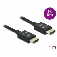 Kabel HDMI Koncentryczny M/M V2.1 1m 8k 60Hz Oplot Czarny Delock