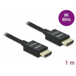 Kabel HDMI Koncentryczny M/M V2.1 1m 8k 60Hz Oplot Czarny Delock