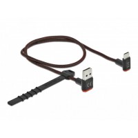 Kabel USB-C(M) Kątowy Góra->USB-A(M) 2.0 0.5m Czarny Delock