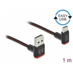 Kabel USB-C(M) Kątowy Góra->USB-A(M) 2.0 1m Czarny Delock