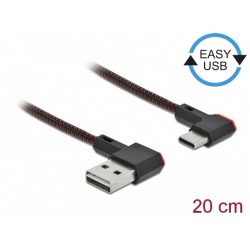 Kabel USB-C(M) Kątowy Prawo->USB-A(M) 2.0 0.2m Czarny Delock