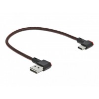 Kabel USB-C(M) Kątowy Prawo->USB-A(M) 2.0 0.2m Czarny Delock